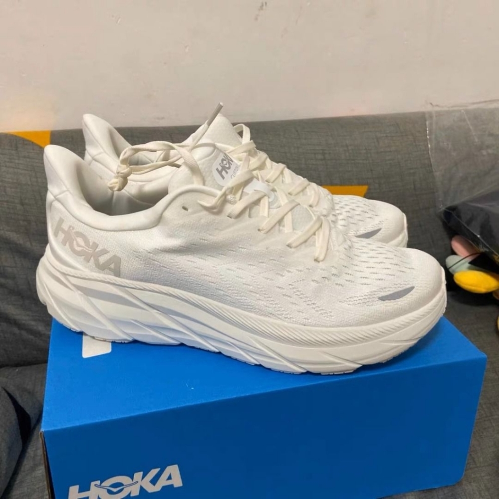 Hoka Women’s White Clifton 8 Running Shoes